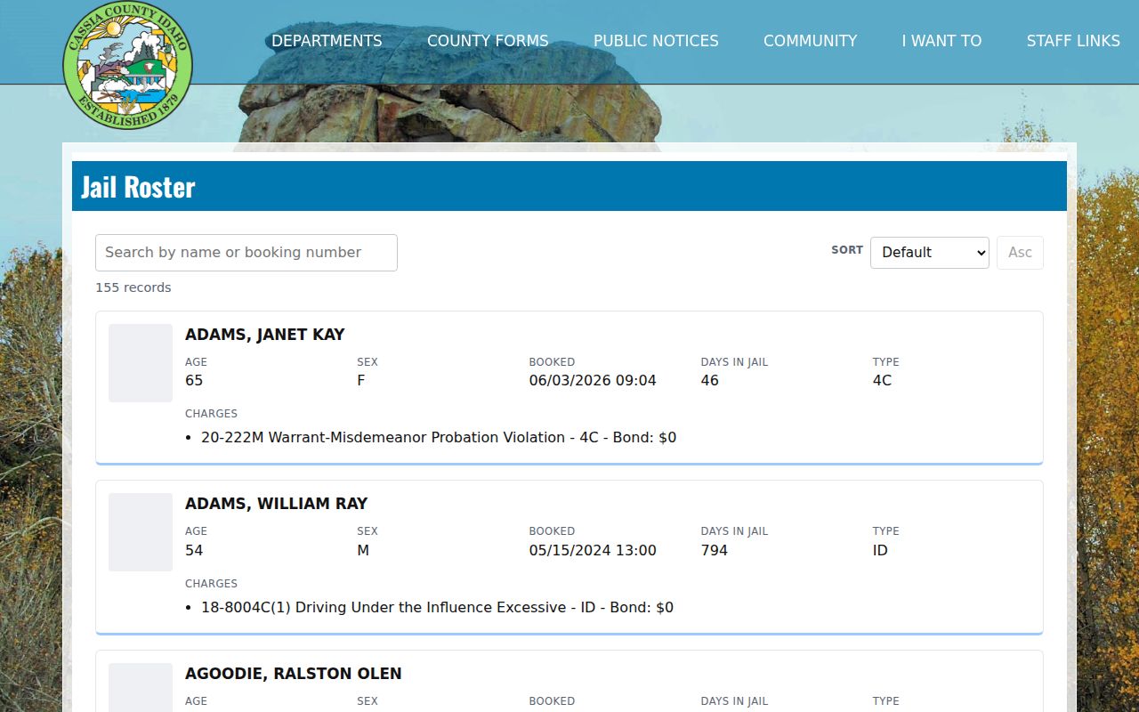 Cassia County arrest history current jail roster