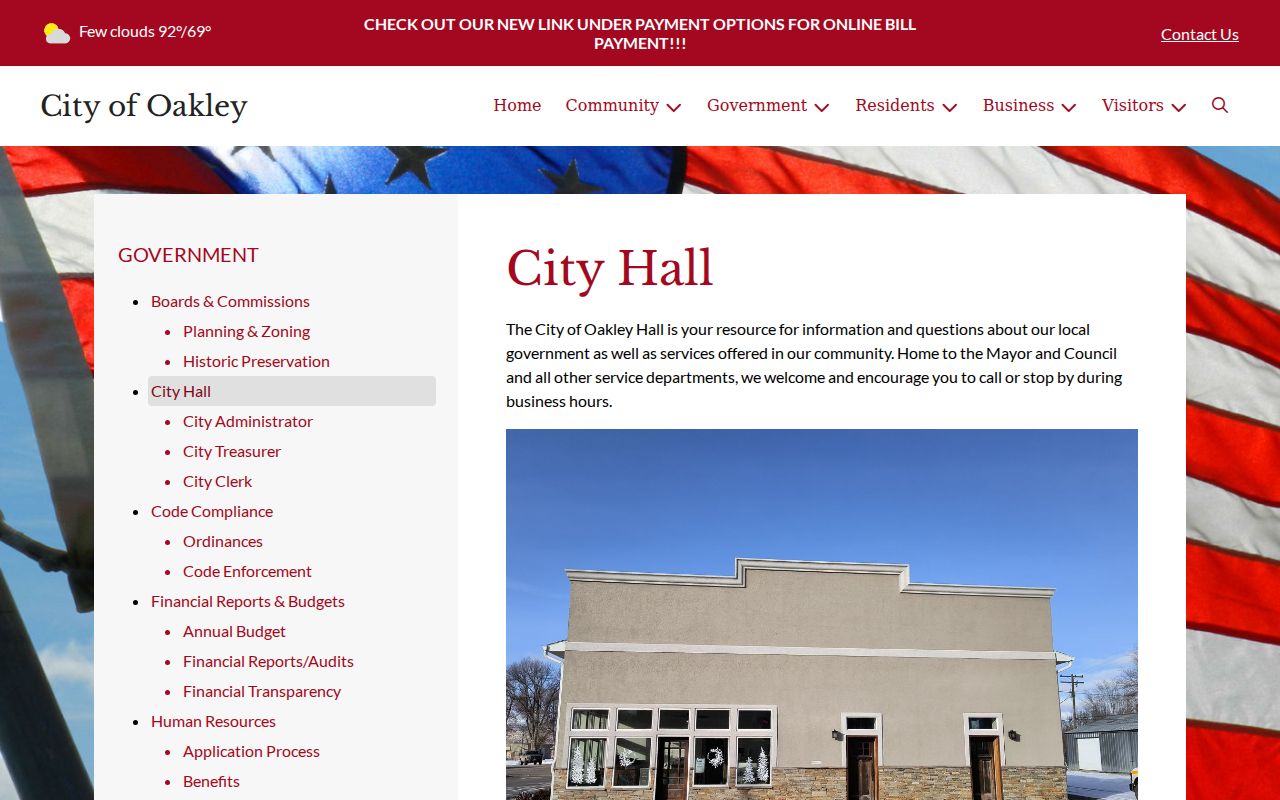Oakley criminal history and official Oakley City Hall records contact