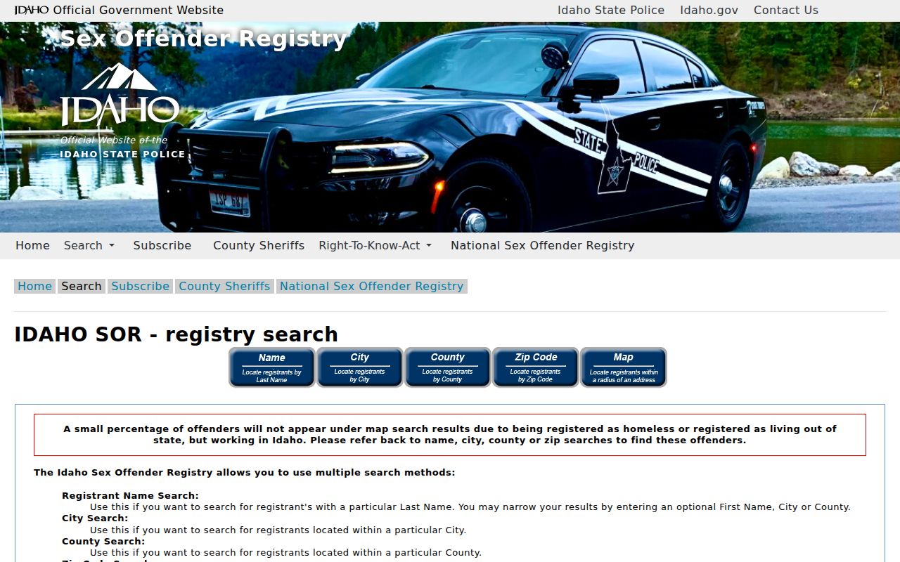 Cassia County sex offender registry search fields