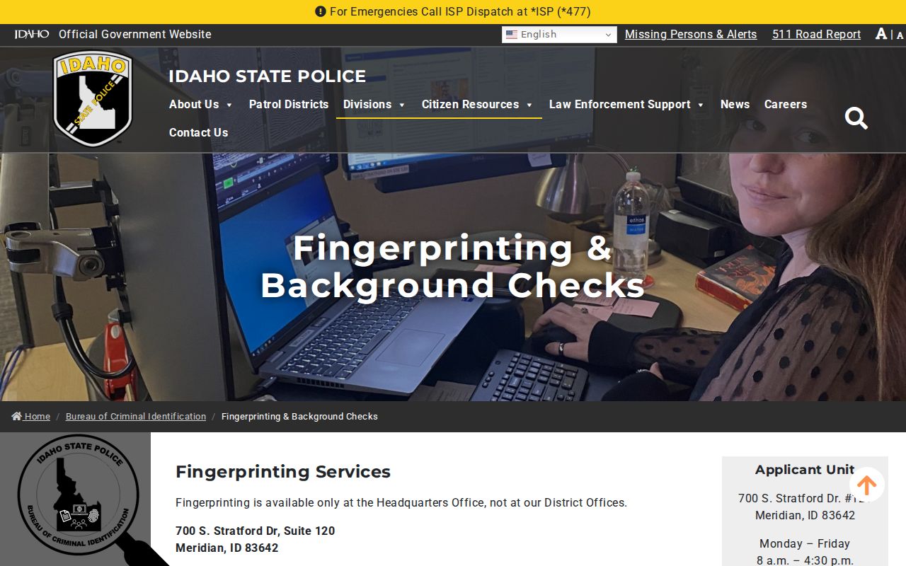 Cassia County criminal record fingerprint check instructions